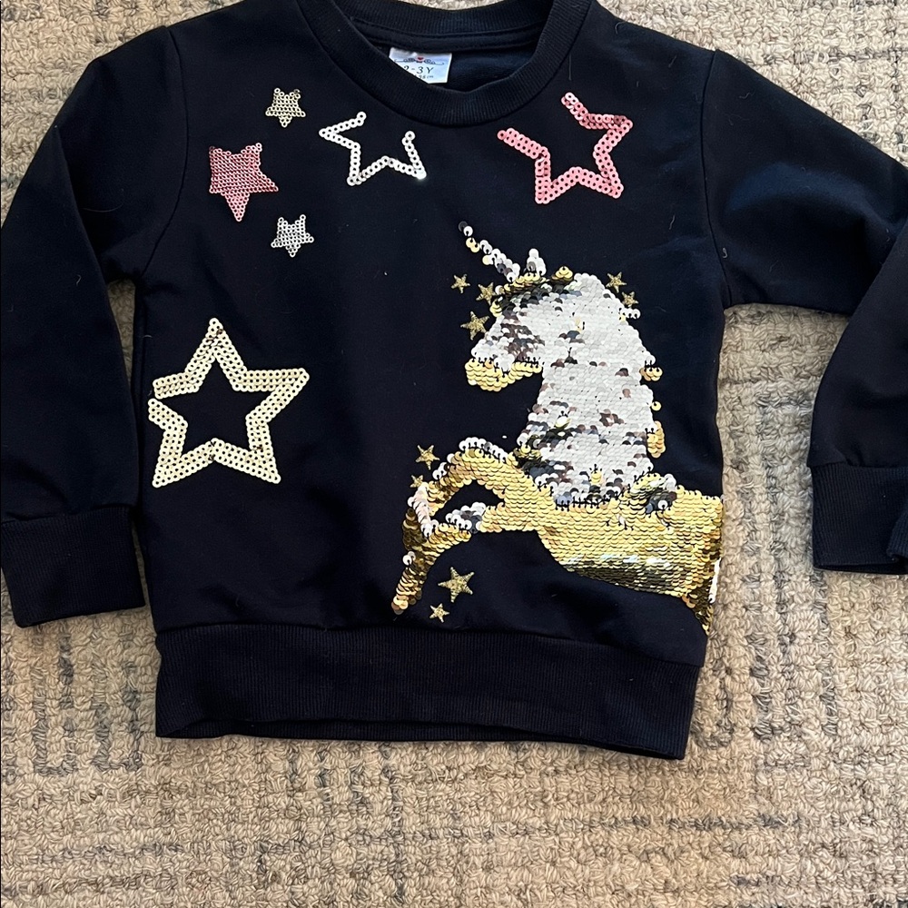 Amazon Essentials Black Sequin Unicorn Sweatshirt